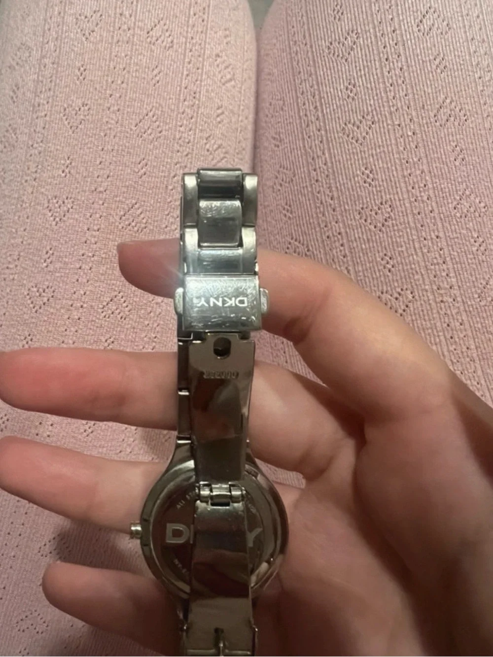 DKNY Silver Tone Bracelet Watch with Crystal Bezel